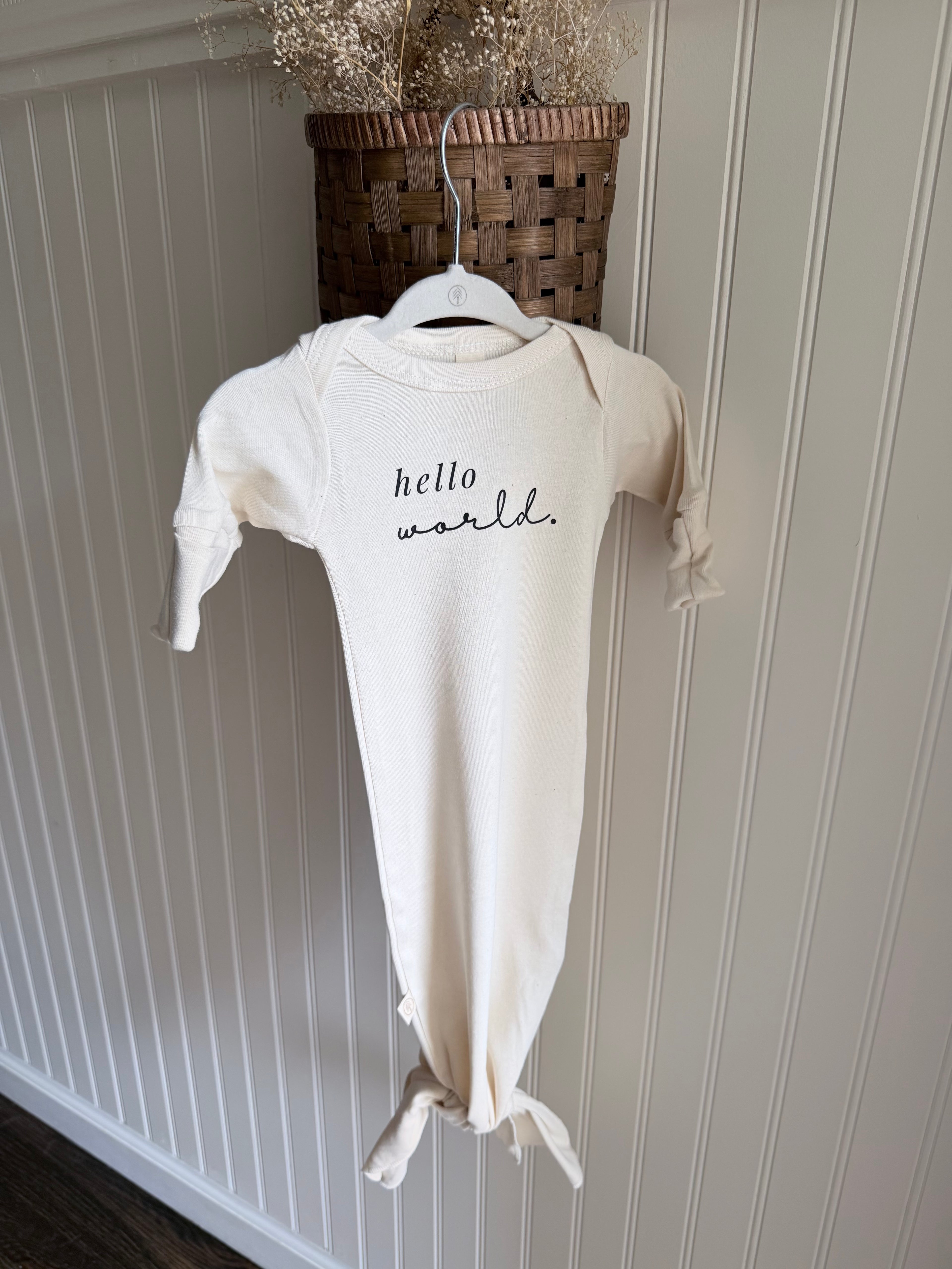 Hello World Organic Newborn Knotted Gown