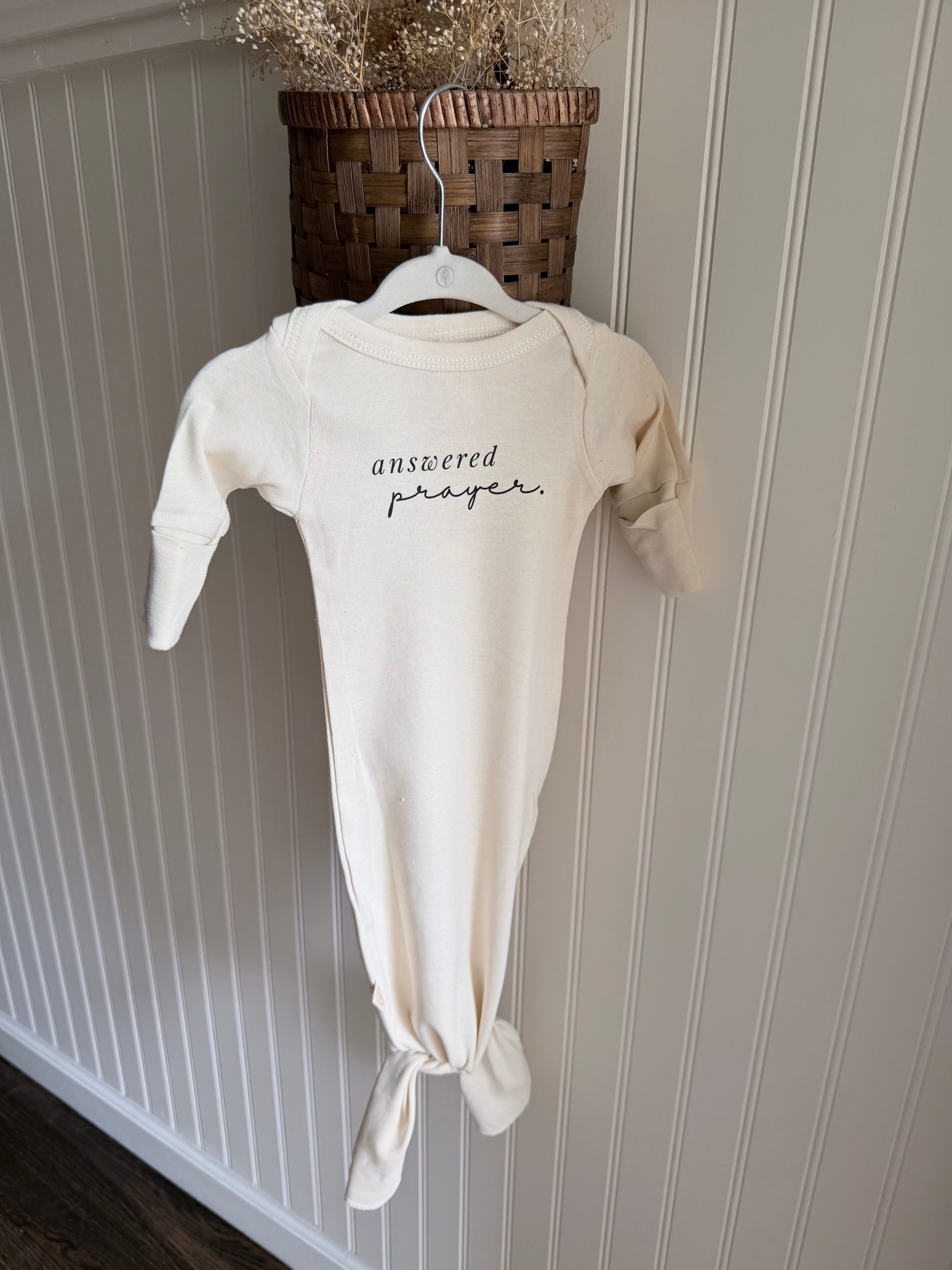 Answered Prayer Organic Newborn Knotted Gown