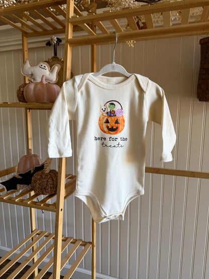 Here For The Treats Organic Bodysuit Long Sleeve
