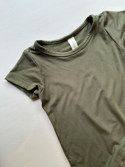 Short Sleeve Snap Romper | Army Green | Luxury Bamboo