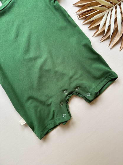 Short Sleeve Snap Romper | Green | Luxury Bamboo