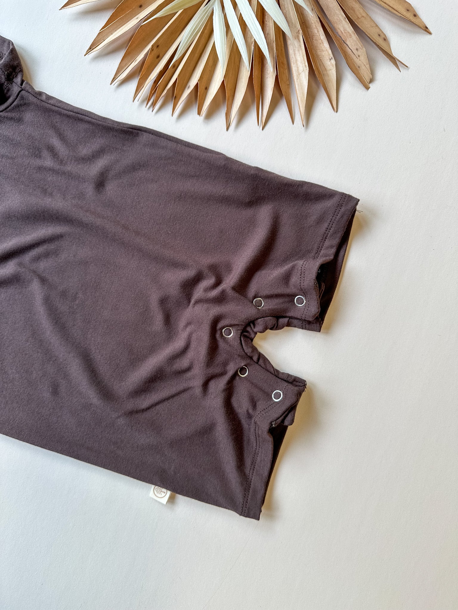 Short Sleeve Snap Romper | Brown | Luxury Bamboo
