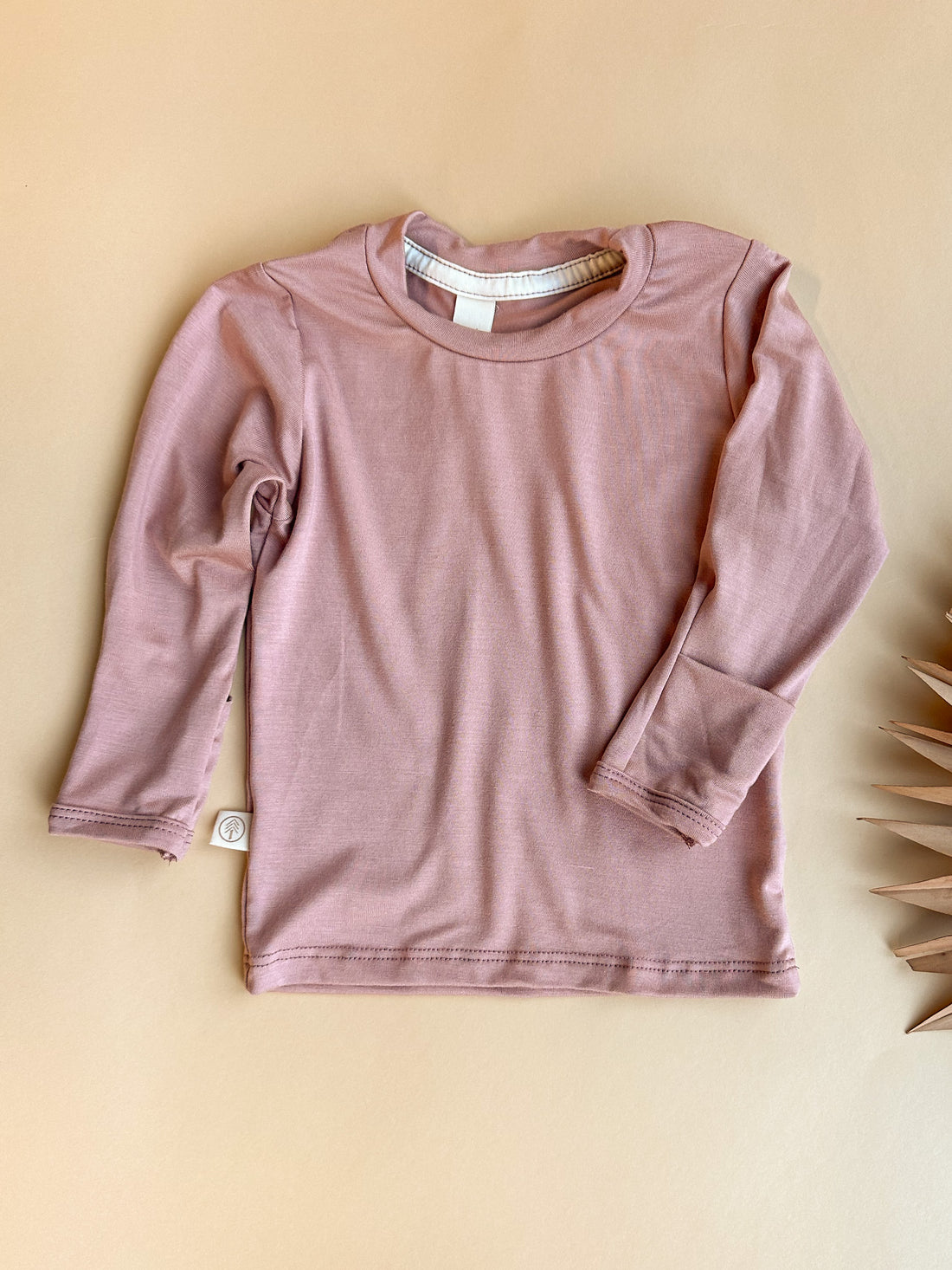 Size 0/3M | Long Sleeve Essential Tee | Rosewood | Bamboo