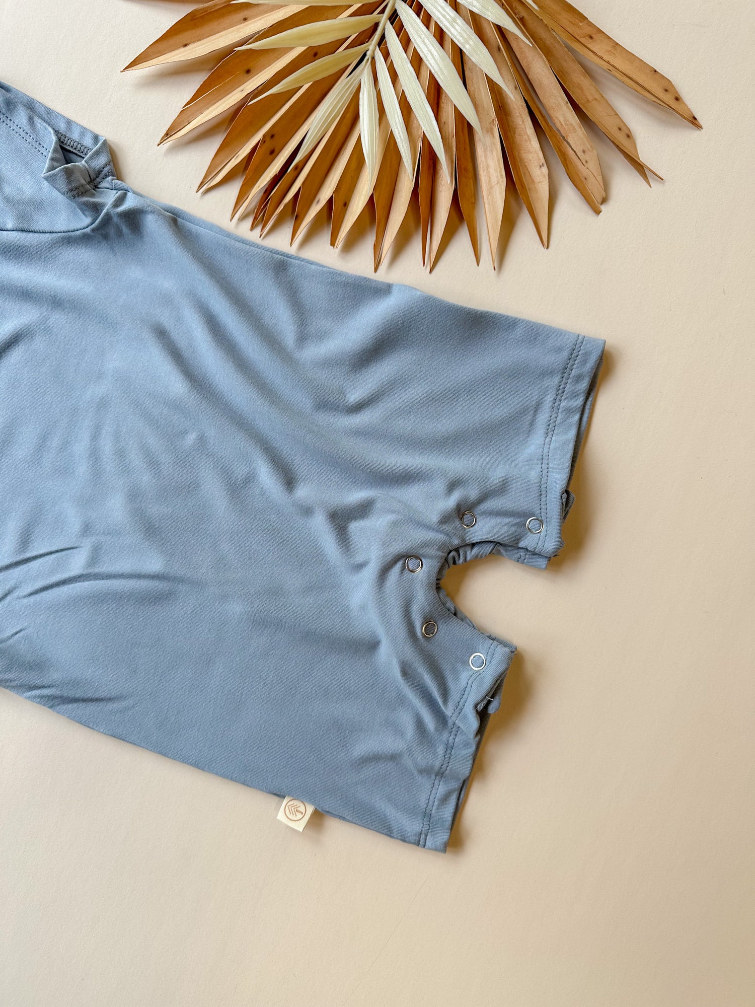 Short Sleeve Snap Romper | Dusty Blue | Luxury Bamboo