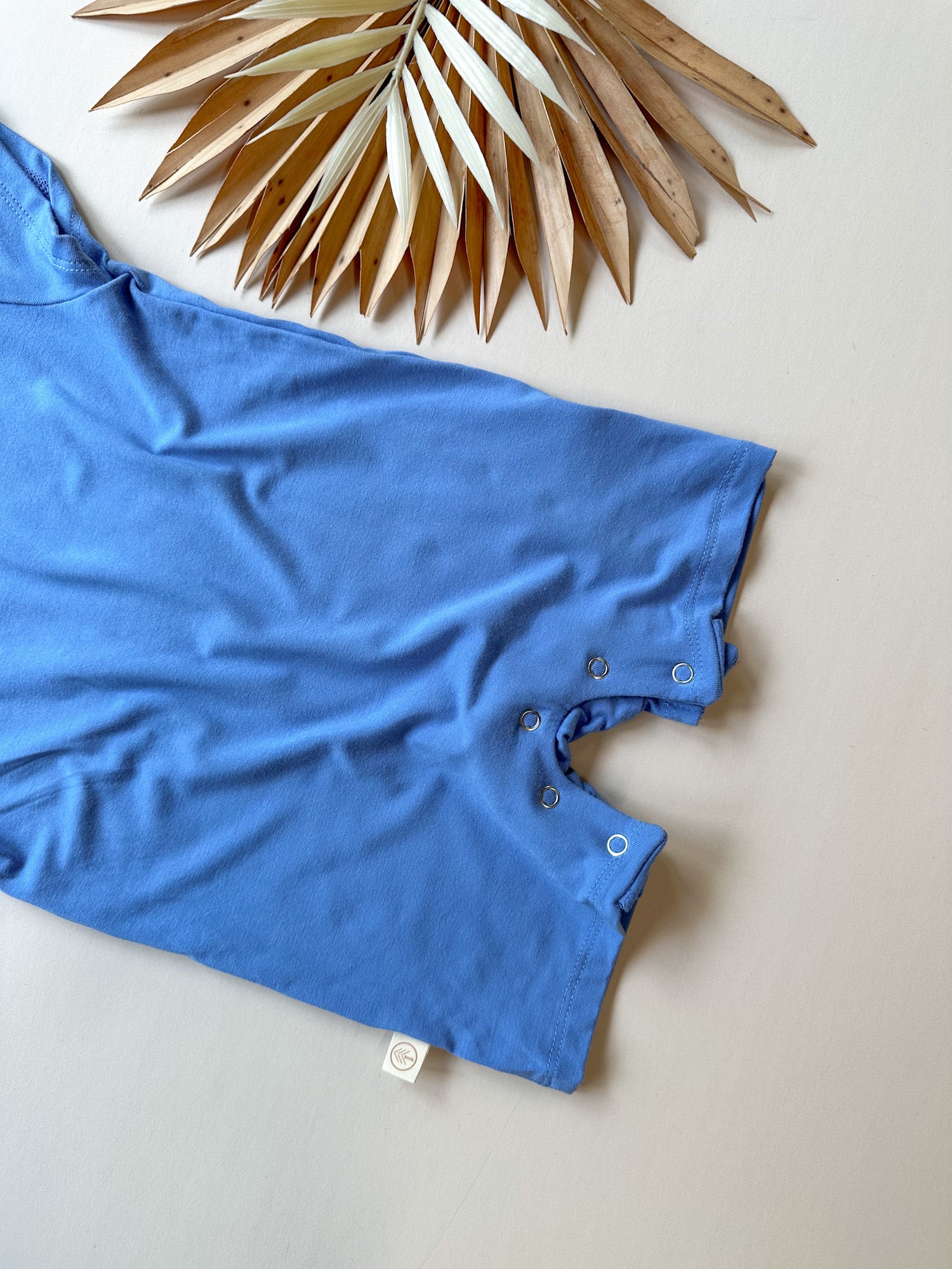 Short Sleeve Snap Romper | Pacific Blue | Luxury Bamboo