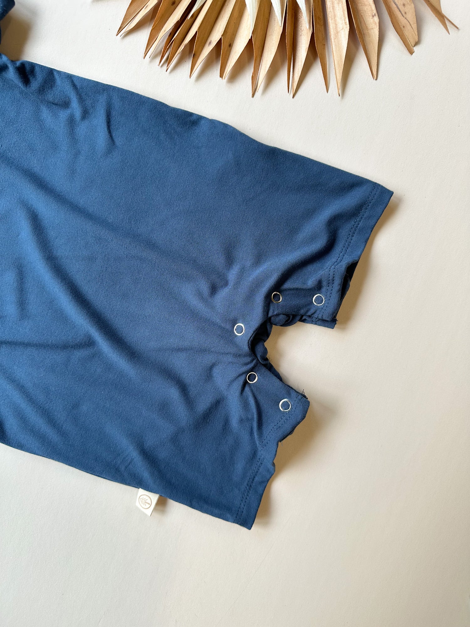 Short Sleeve Snap Romper | Slate Blue | Luxury Bamboo