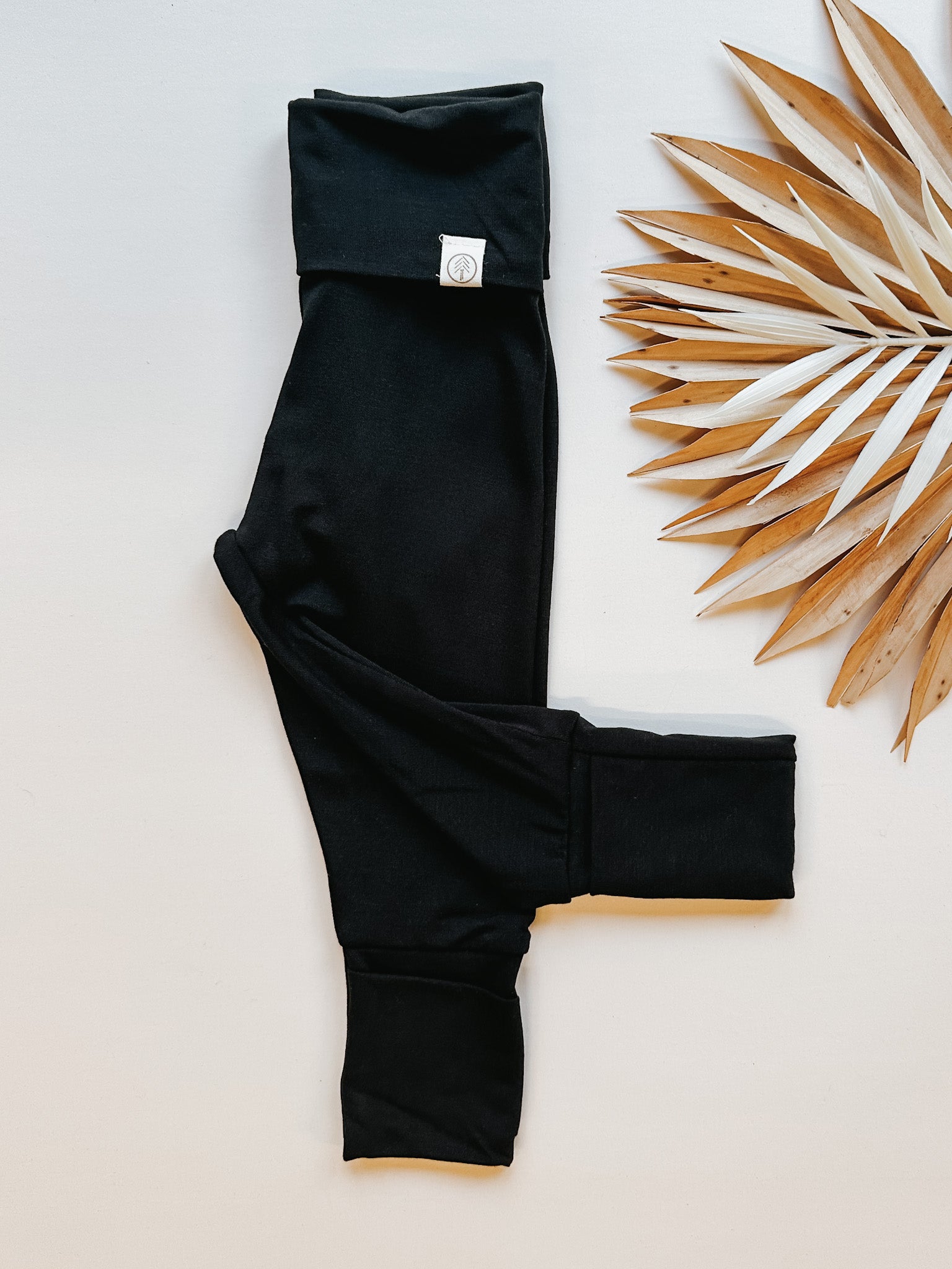 Fold-Over Footie Leggings | Baby &amp; Toddler | Luxury Bamboo | Black