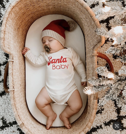 Baby Santa Baby Graphic Long Sleeve Organic Bodysuit