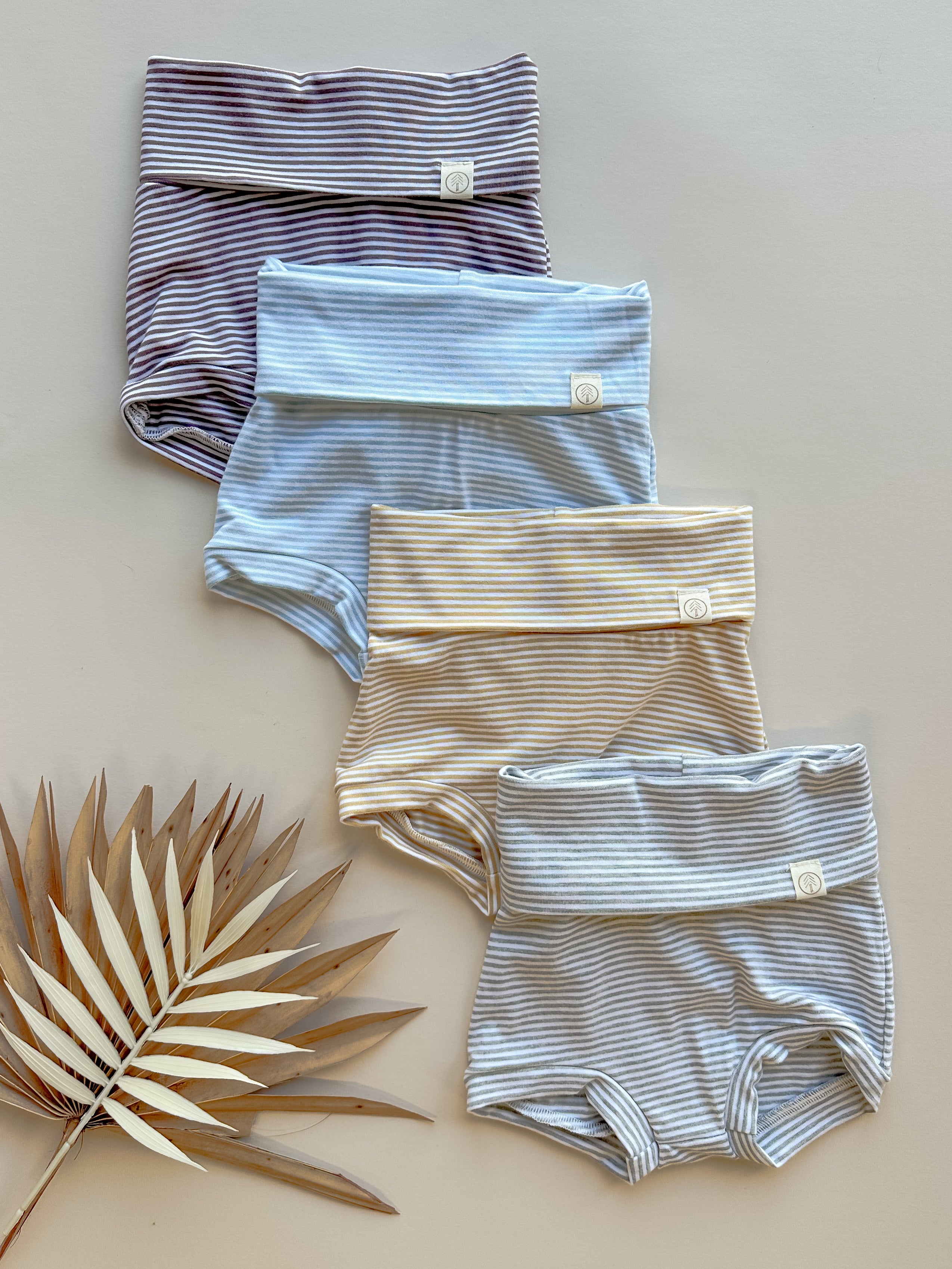 2/3T | Fold Over Bloomers | Light Blue Stripe | Bamboo Organic Cotton