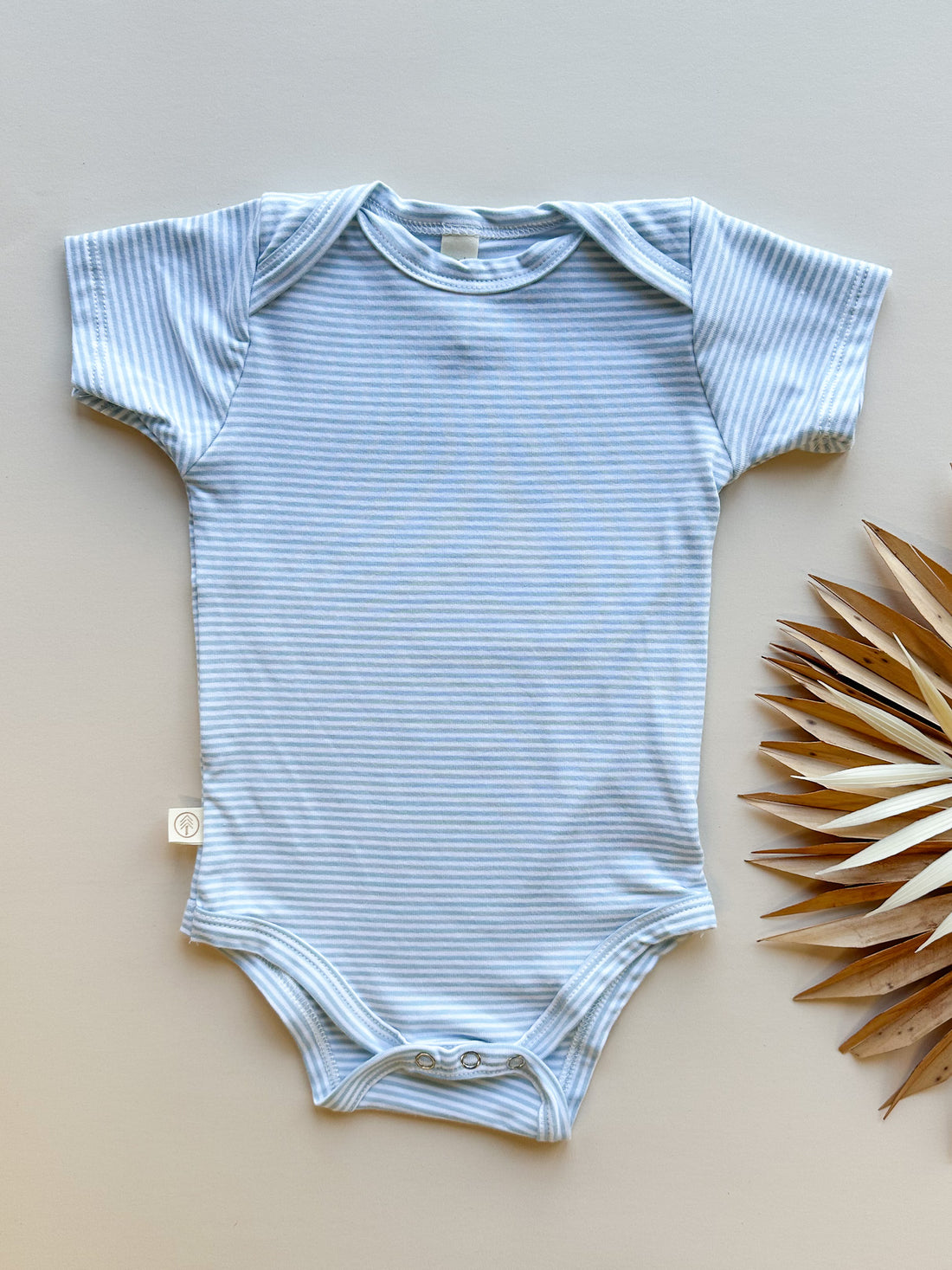 Short Sleeve Bodysuit | Light Blue Stripe | Bamboo Organic Cotton