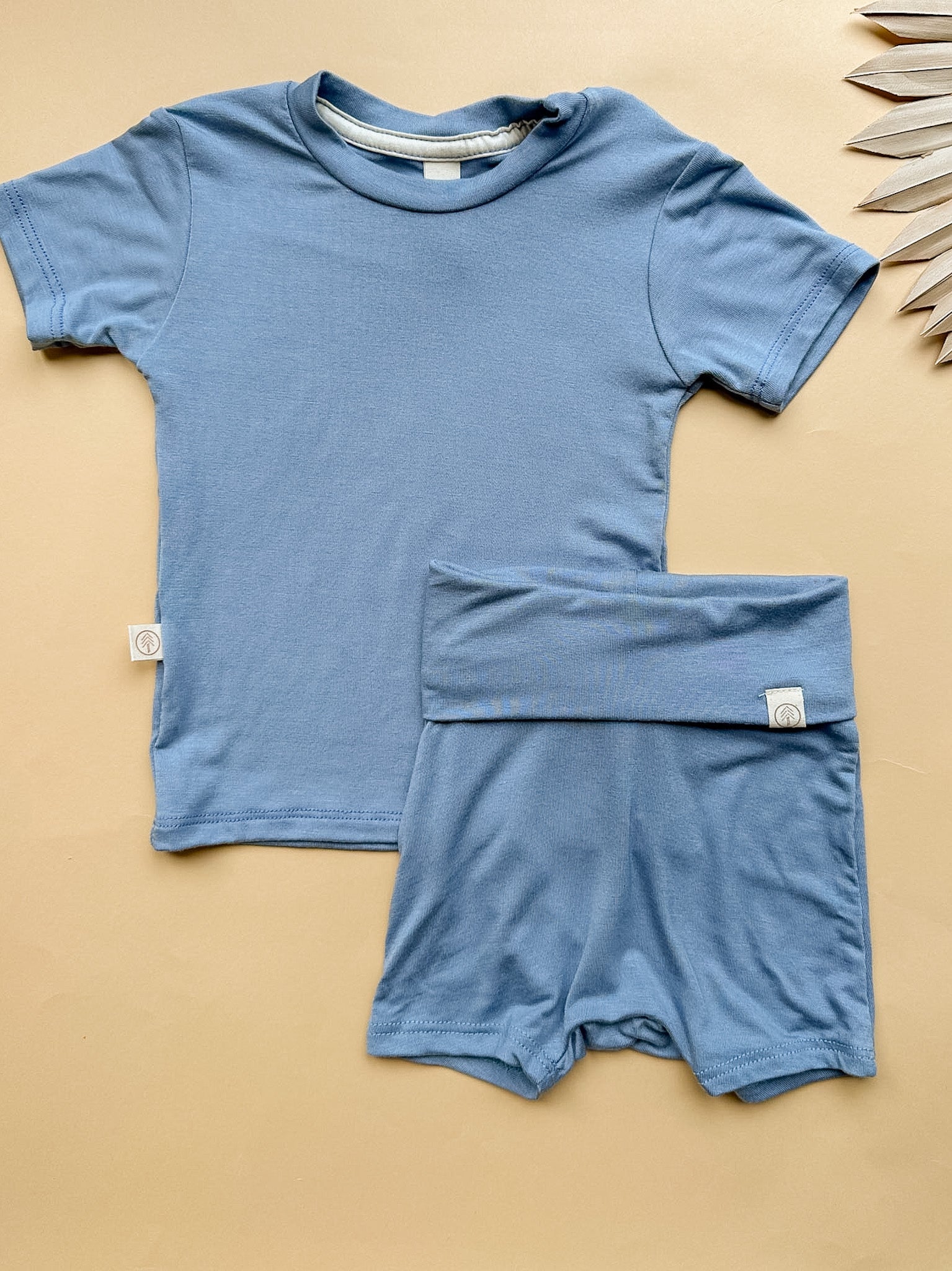 Bamboo Kids Outfit Shorties + T-shirt Set | Dusty Blue