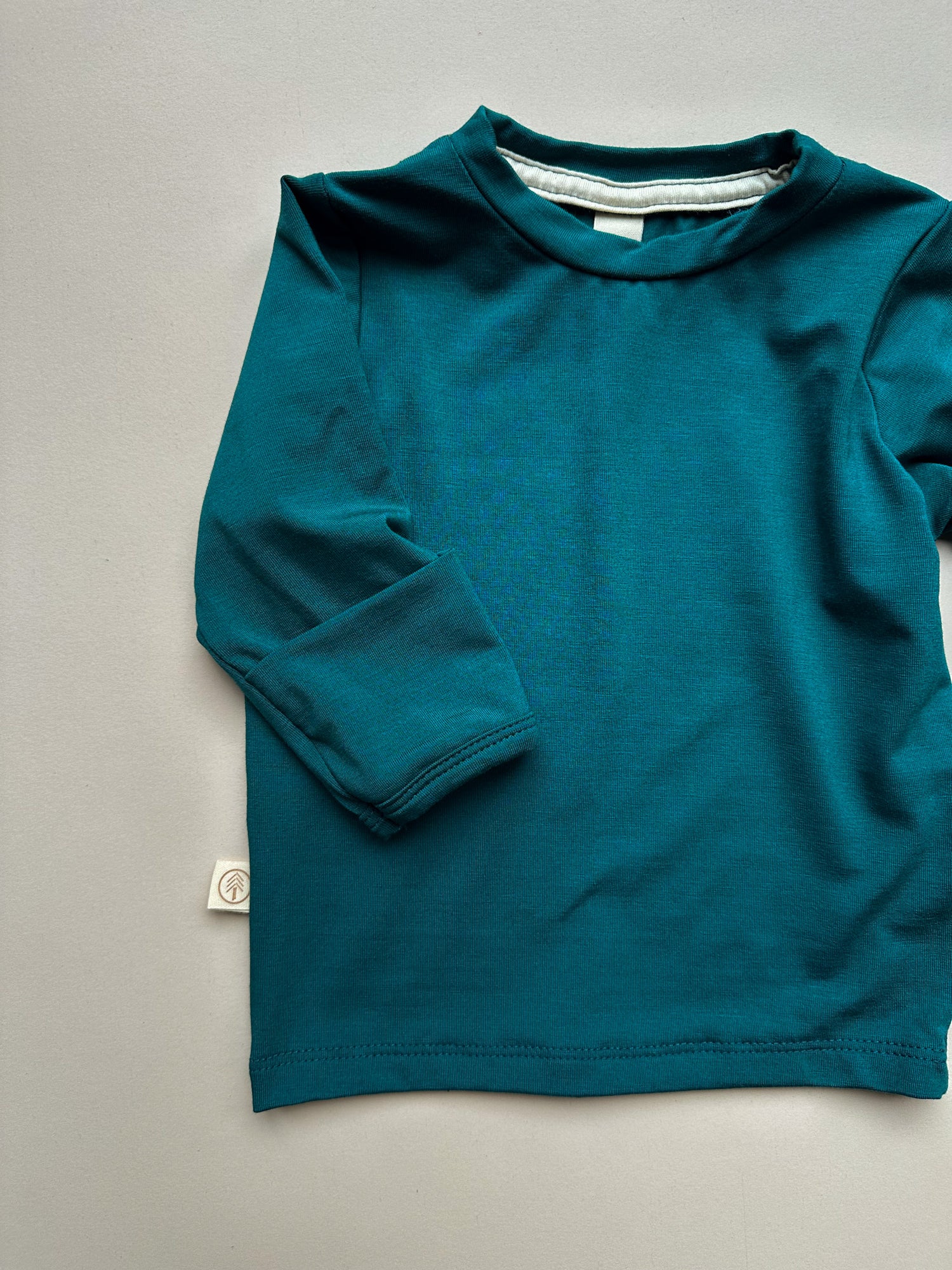 Long Sleeve Crew Neck Tee with Mittens | Baby &amp; Toddler | Luxury Bamboo | Peacock