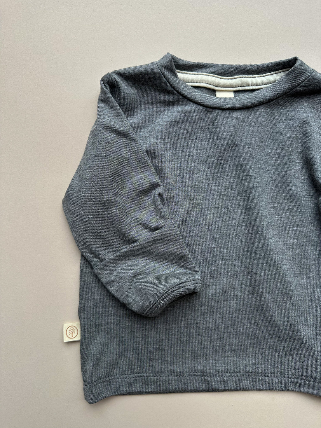 Long Sleeve Crew Neck Tee with Mittens | Baby &amp; Toddler | Luxury Bamboo | Dark Heather Gray