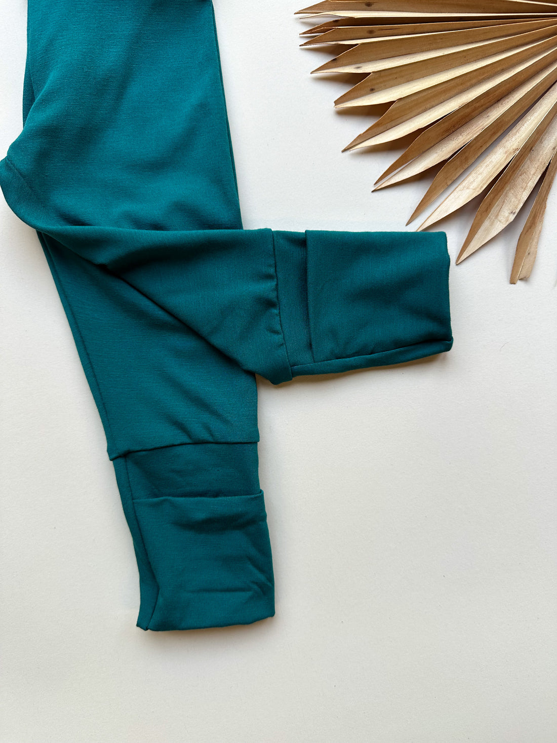 Fold-Over Footie Leggings | Baby &amp; Toddler | Luxury Bamboo | Peacock