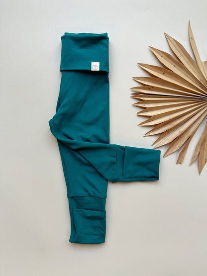 Fold-Over Footie Leggings | Baby &amp; Toddler | Luxury Bamboo | Peacock