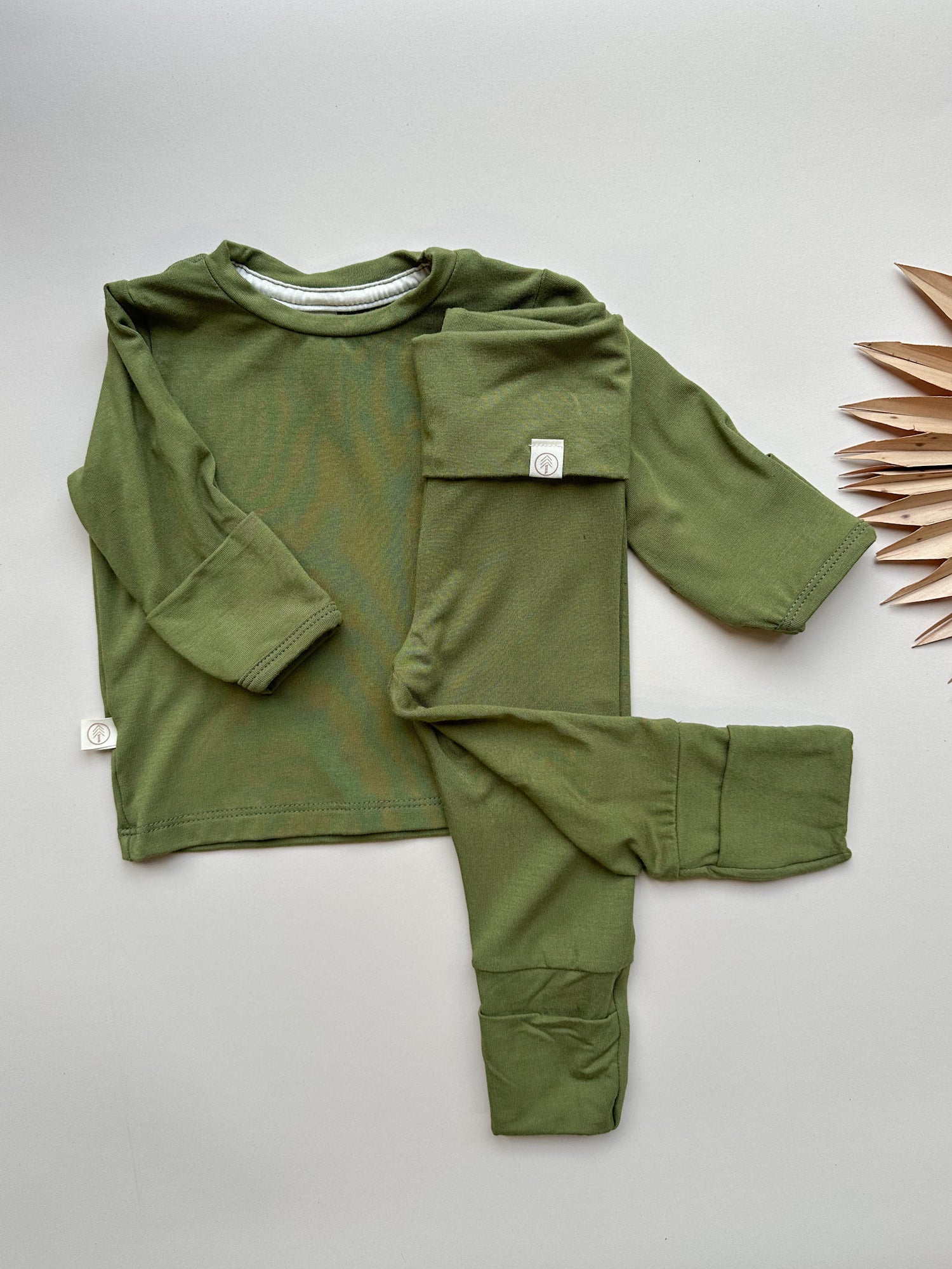 Fold-Over Footie Leggings | Baby &amp; Toddler | Luxury Bamboo | Olive