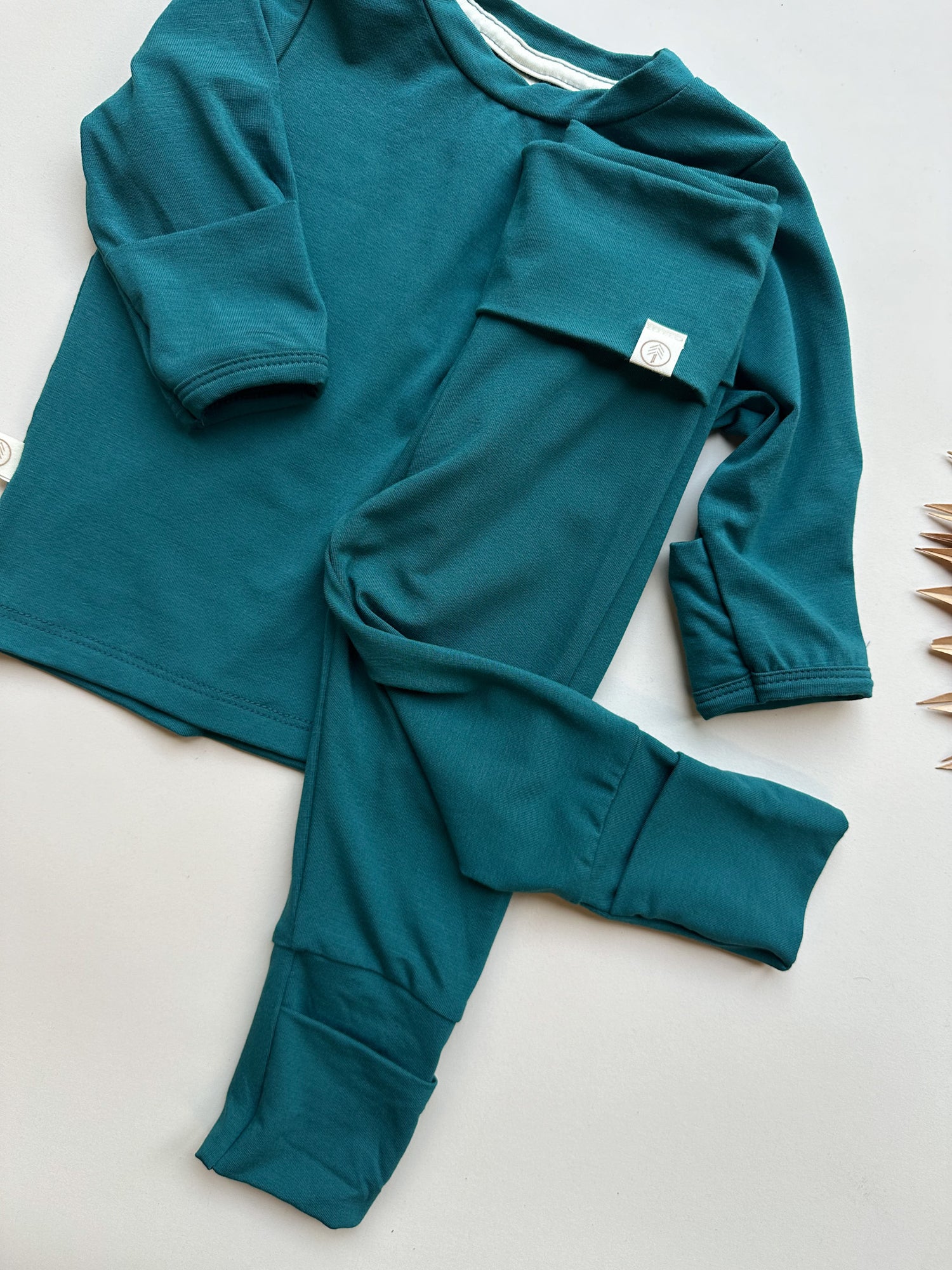 Fold-Over Footie Leggings | Baby &amp; Toddler | Luxury Bamboo | Peacock