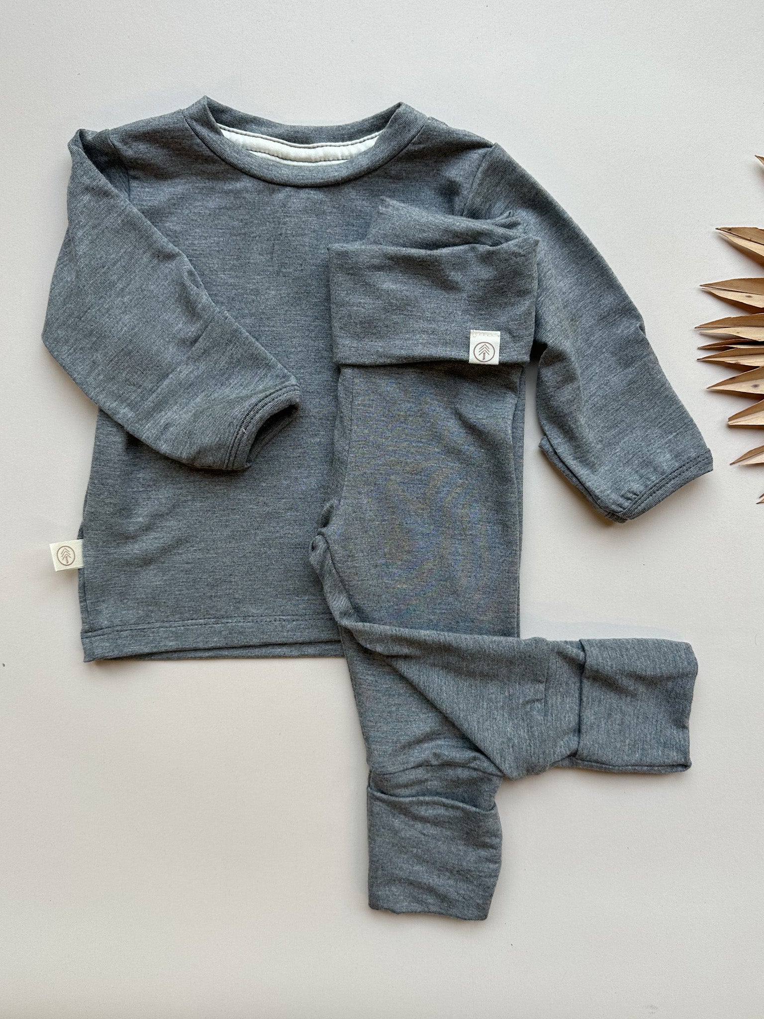 Fold-Over Footie Leggings | Baby &amp; Toddler | Luxury Bamboo | Dark Heather Gray