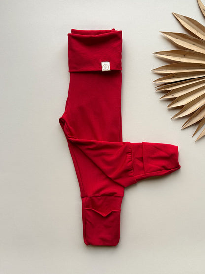 Fold-Over Footie Leggings | Baby &amp; Toddler | Luxury Bamboo | Red