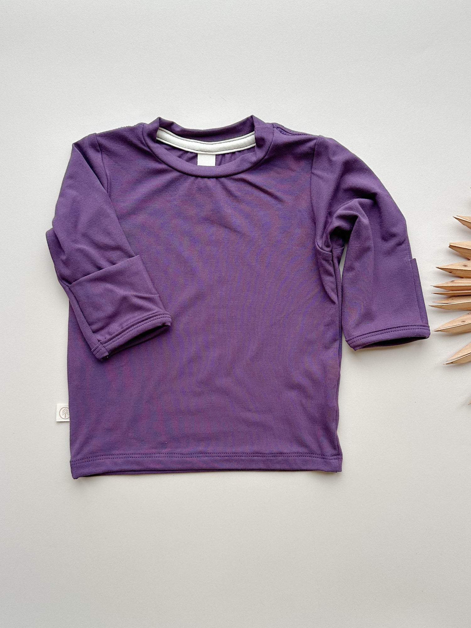 *Preorder* Long Sleeve T-shirt or Bodysuit with Mittens | Baby &amp; Toddler | Luxury Bamboo | Plum