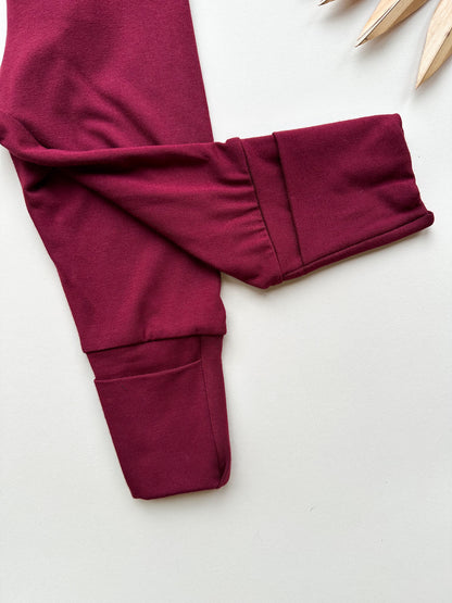 *Preorder* Fold-Over Footie Leggings | Baby &amp; Toddler | Luxury Bamboo | Merlot