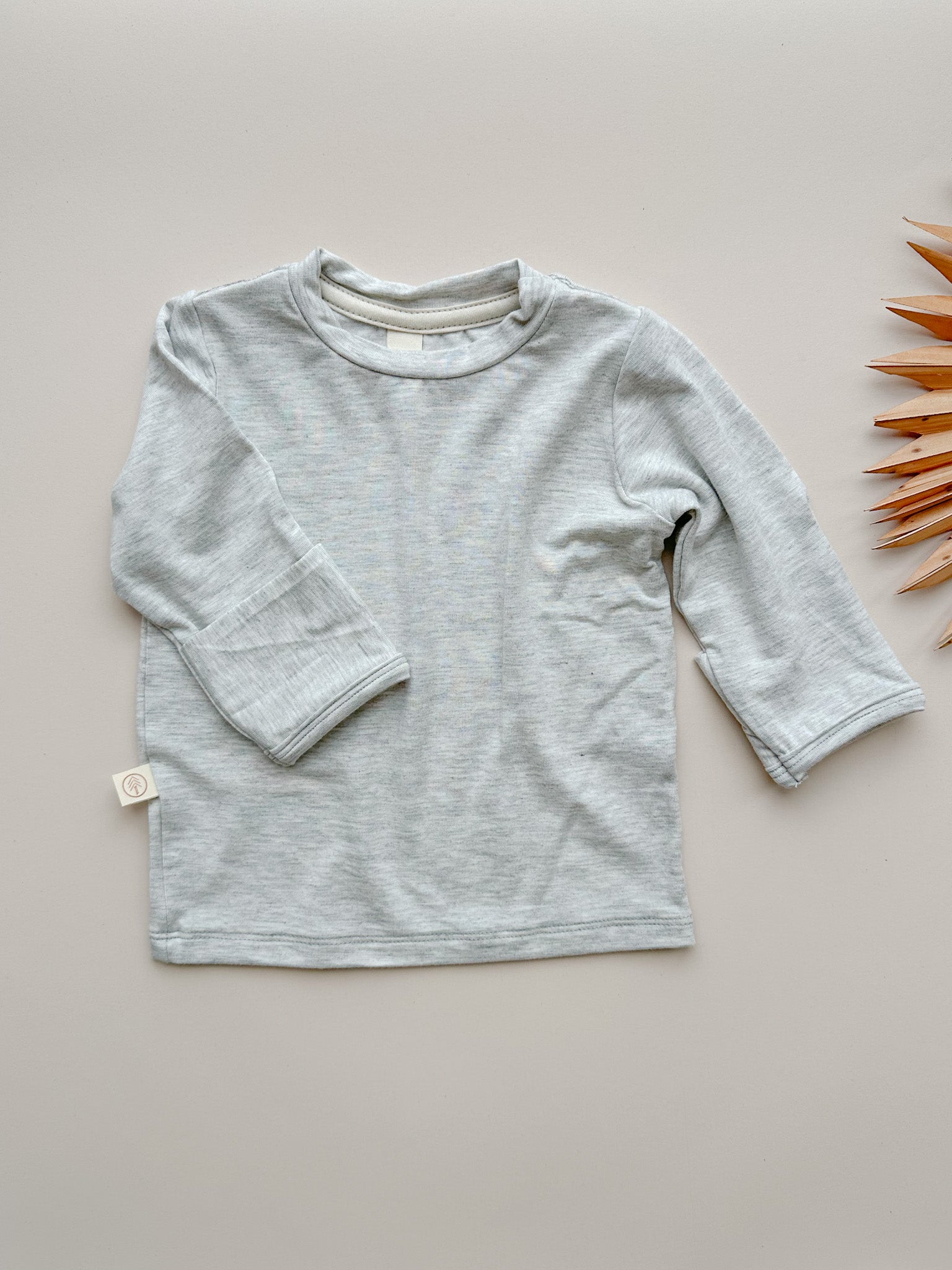 *Preorder* Long Sleeve T-shirt or Bodysuit with Mittens | Baby &amp; Toddler | Luxury Bamboo | Light Heather Gray