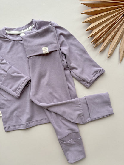 *Preorder* Long Sleeve T-shirt or Bodysuit with Mittens | Baby &amp; Toddler | Luxury Bamboo | Dusty Purple