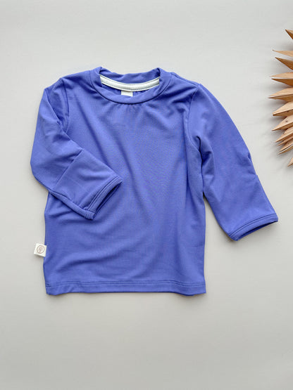 *Preorder* Long Sleeve T-shirt or Bodysuit with Mittens | Baby &amp; Toddler | Luxury Bamboo | Dark Periwinkle