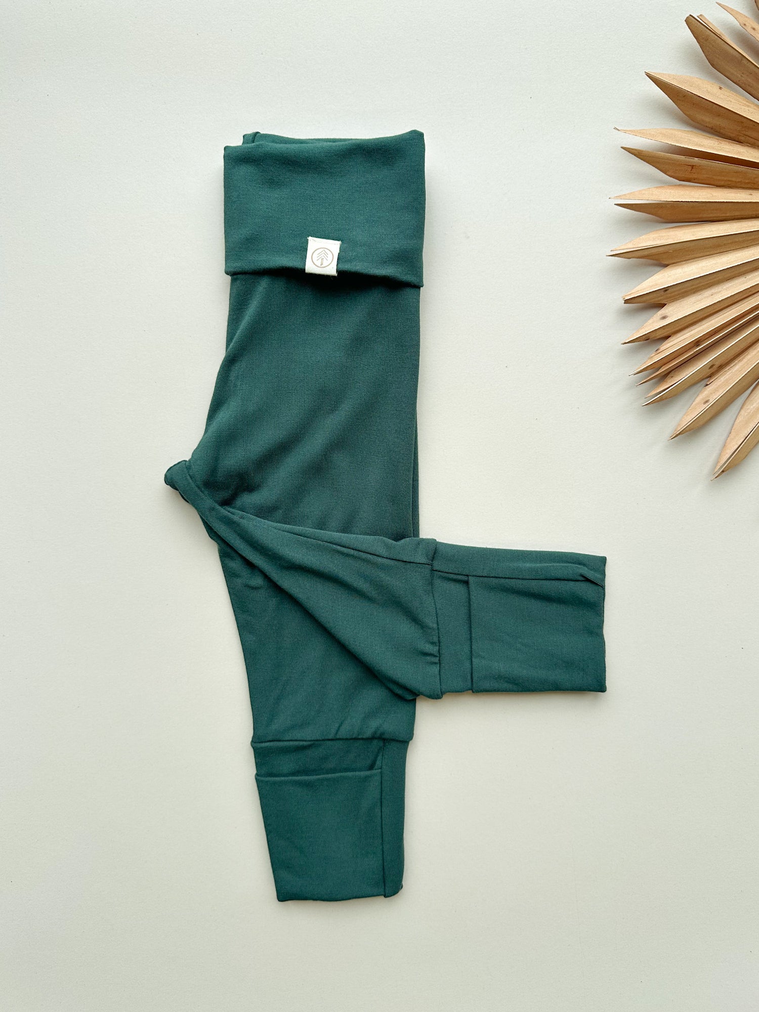 *Preorder* Fold-Over Footie Leggings | Baby &amp; Toddler | Luxury Bamboo | Pine