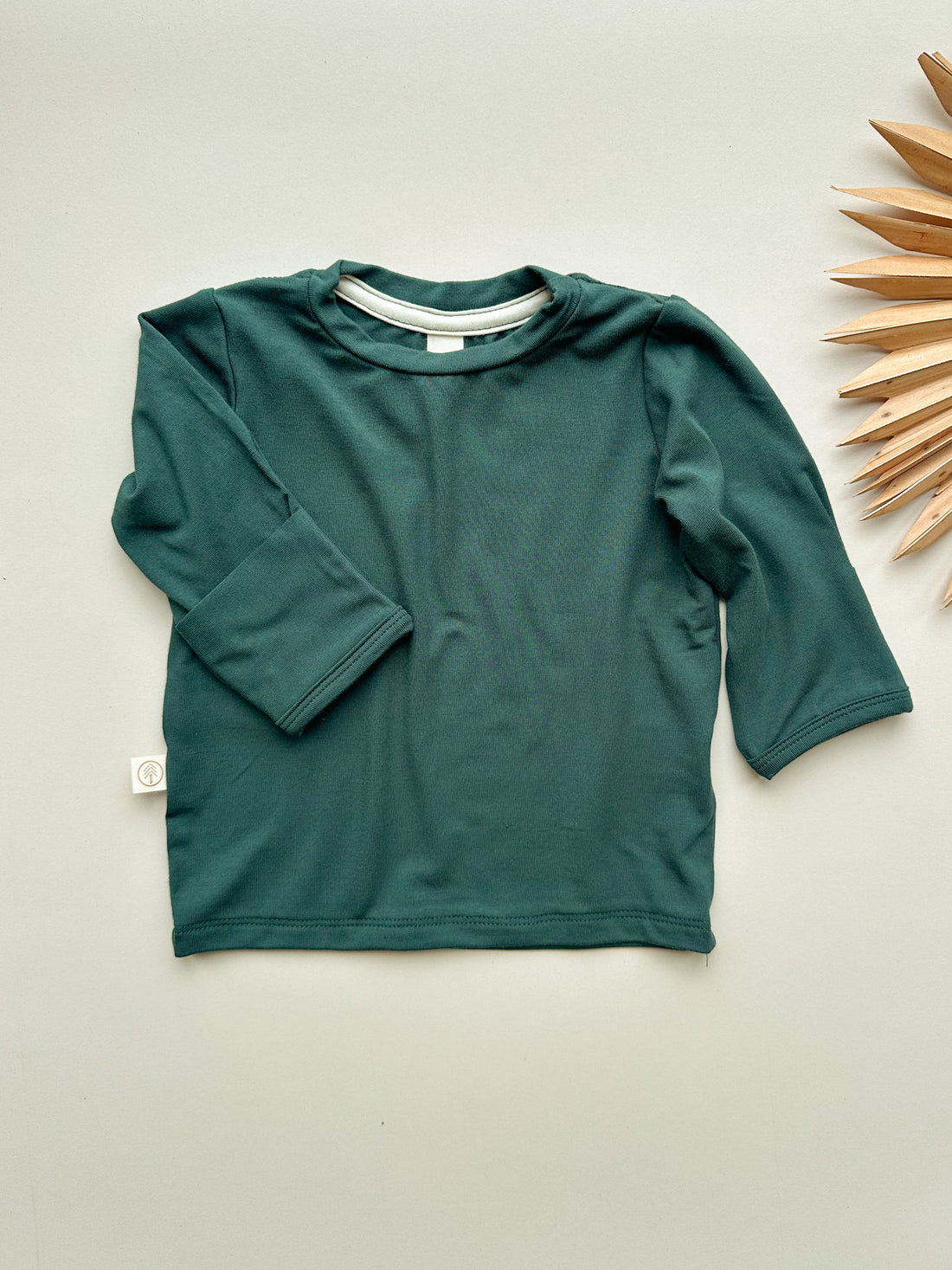 *Preorder* Long Sleeve T-shirt or Bodysuit with Mittens | Baby &amp; Toddler | Luxury Bamboo | Pine