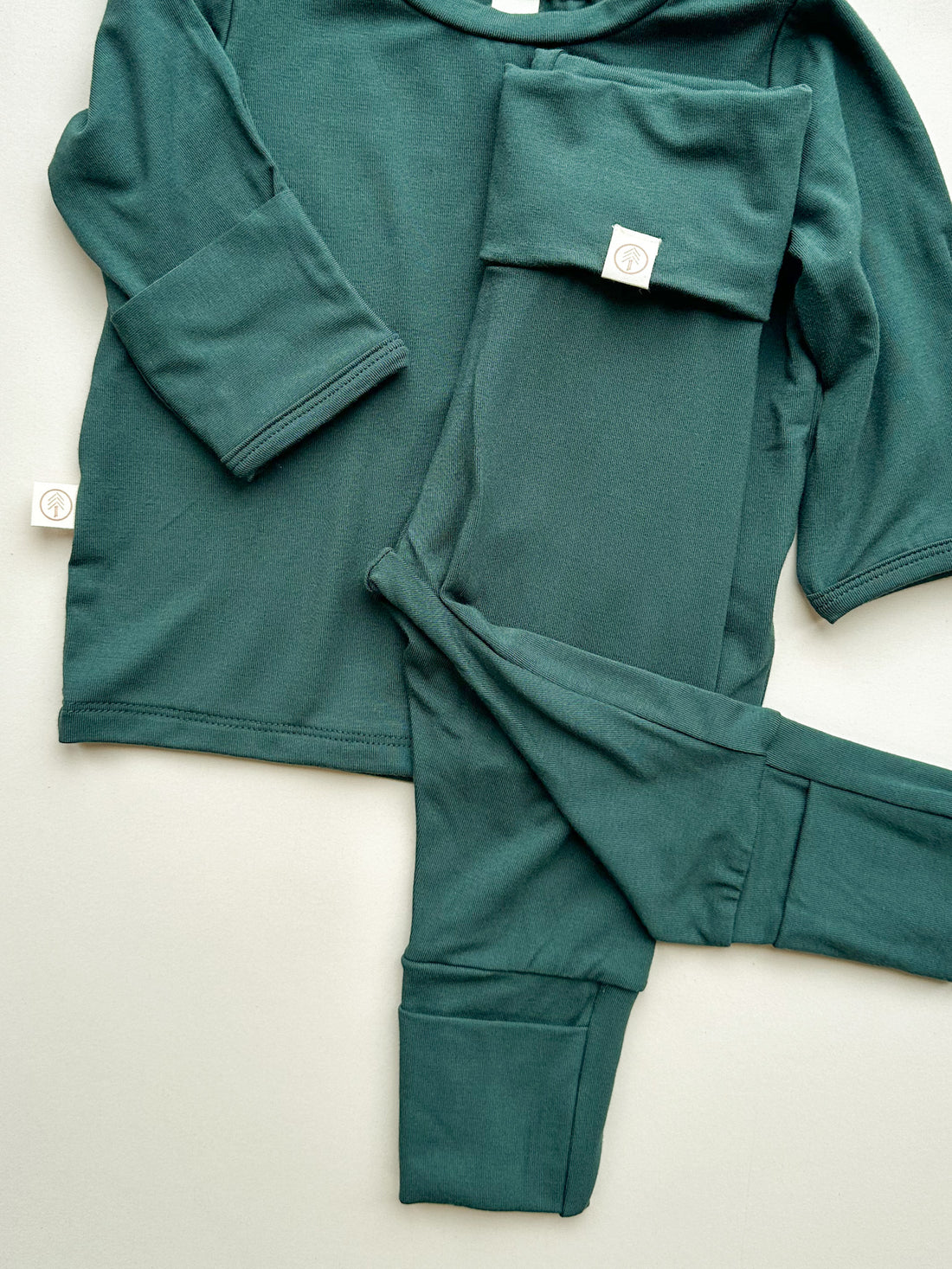 *Preorder* Long Sleeve T-shirt or Bodysuit with Mittens | Baby &amp; Toddler | Luxury Bamboo | Pine