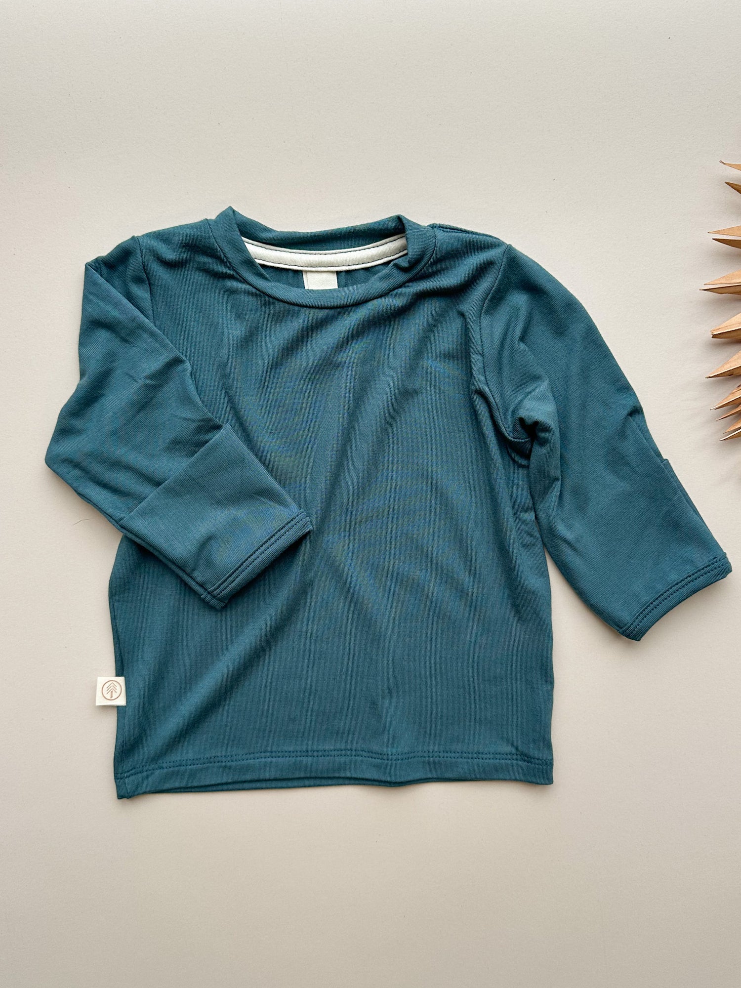 *Preorder* Long Sleeve T-shirt or Bodysuit with Mittens | Baby &amp; Toddler | Luxury Bamboo | Dark Teal