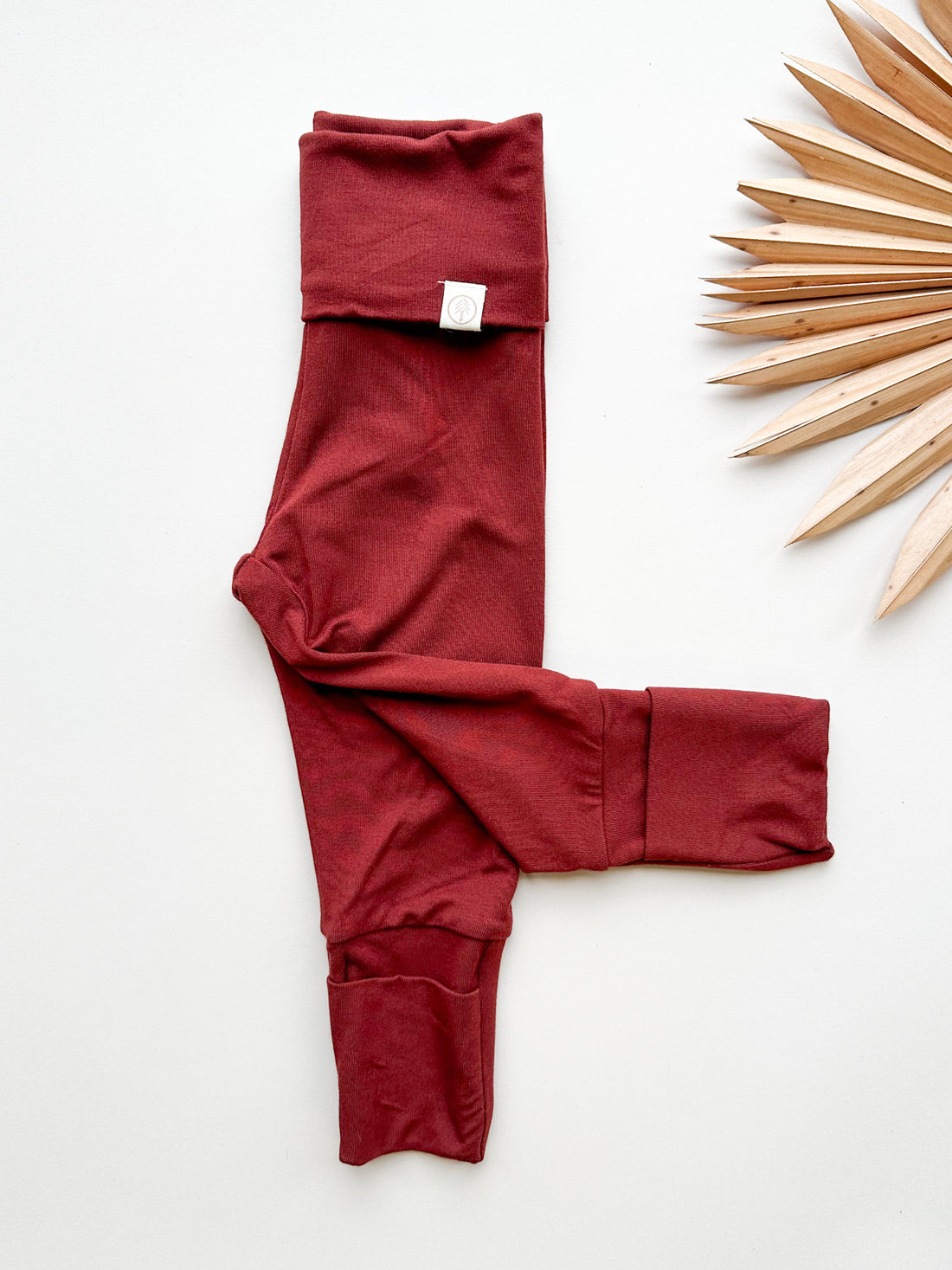 *Preorder* Fold-Over Footie Leggings | Baby &amp; Toddler | Luxury Bamboo | Maroon