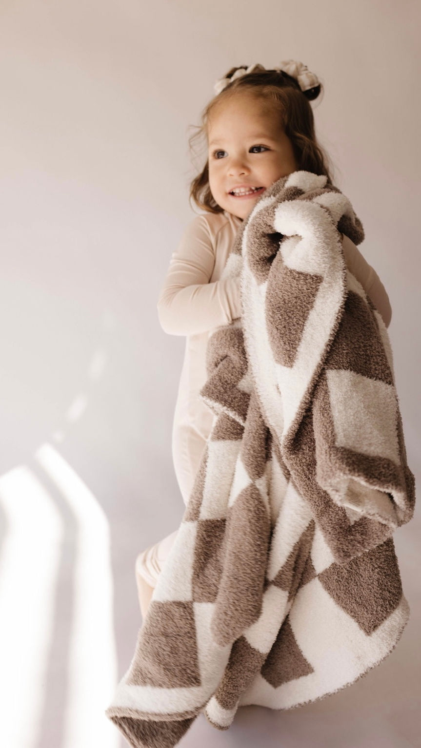 Plush Blanket | Mushroom Checkerboard