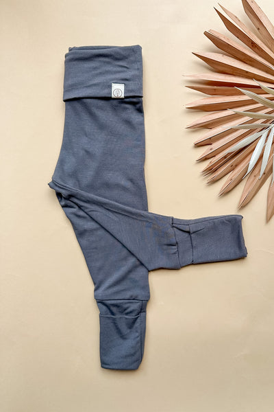 Fold Over Footie Baby Bamboo Leggings - Charcoal