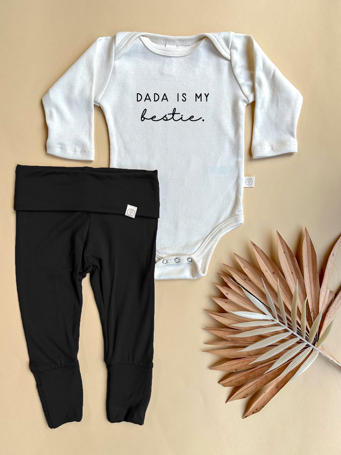 Dada is my Bestie - Black Leggings Long Sleeve Outfit Set Bundle