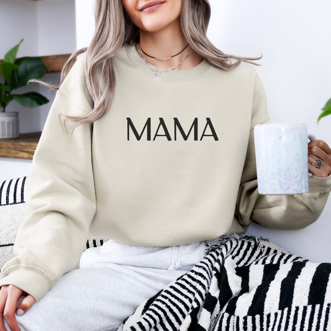 MAMA Embroidered | Black Thread | Adult Sweatshirt