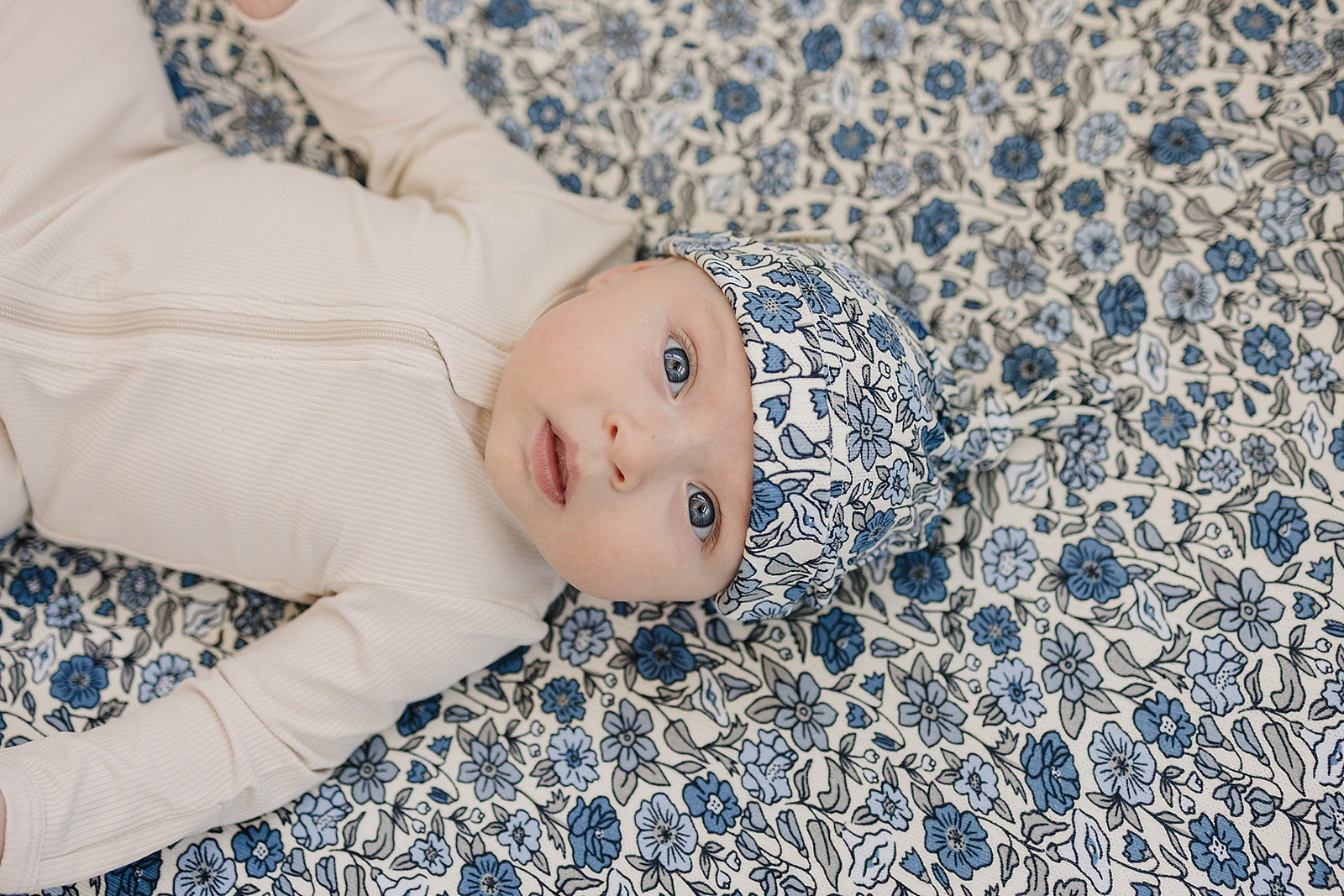 Bluebell Pointelle Bamboo Newborn Knot Hat
