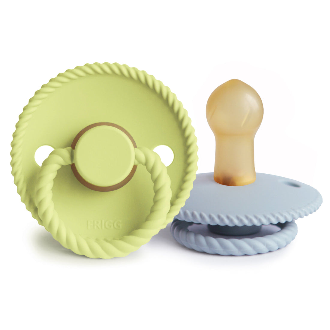 FRIGG Rope Natural Rubber Pacifier 2 - Pack - Tenth &amp; Pine - FRIGG PACIFIERS - 0 - 6 months - Green Tea/Powder Blue