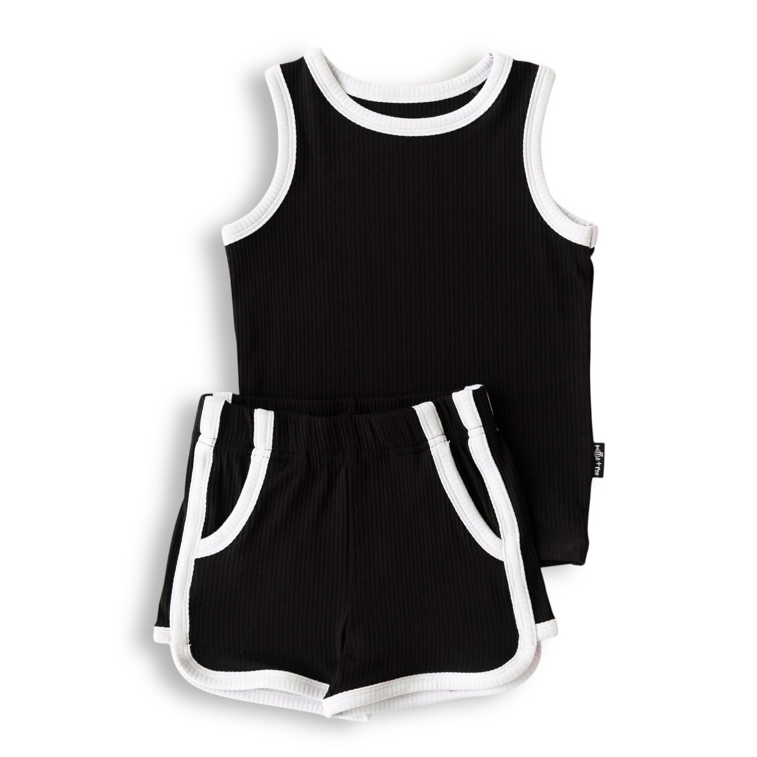 TRACK SHORTS SET- Bamboo Rib Midnight