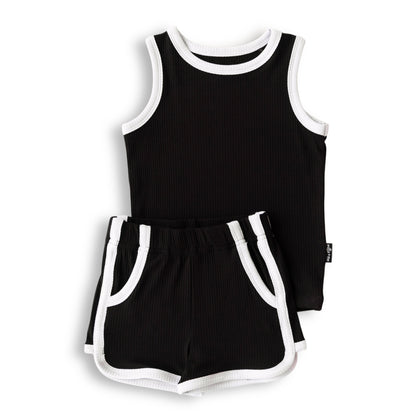 TRACK SHORTS SET- Bamboo Rib Midnight