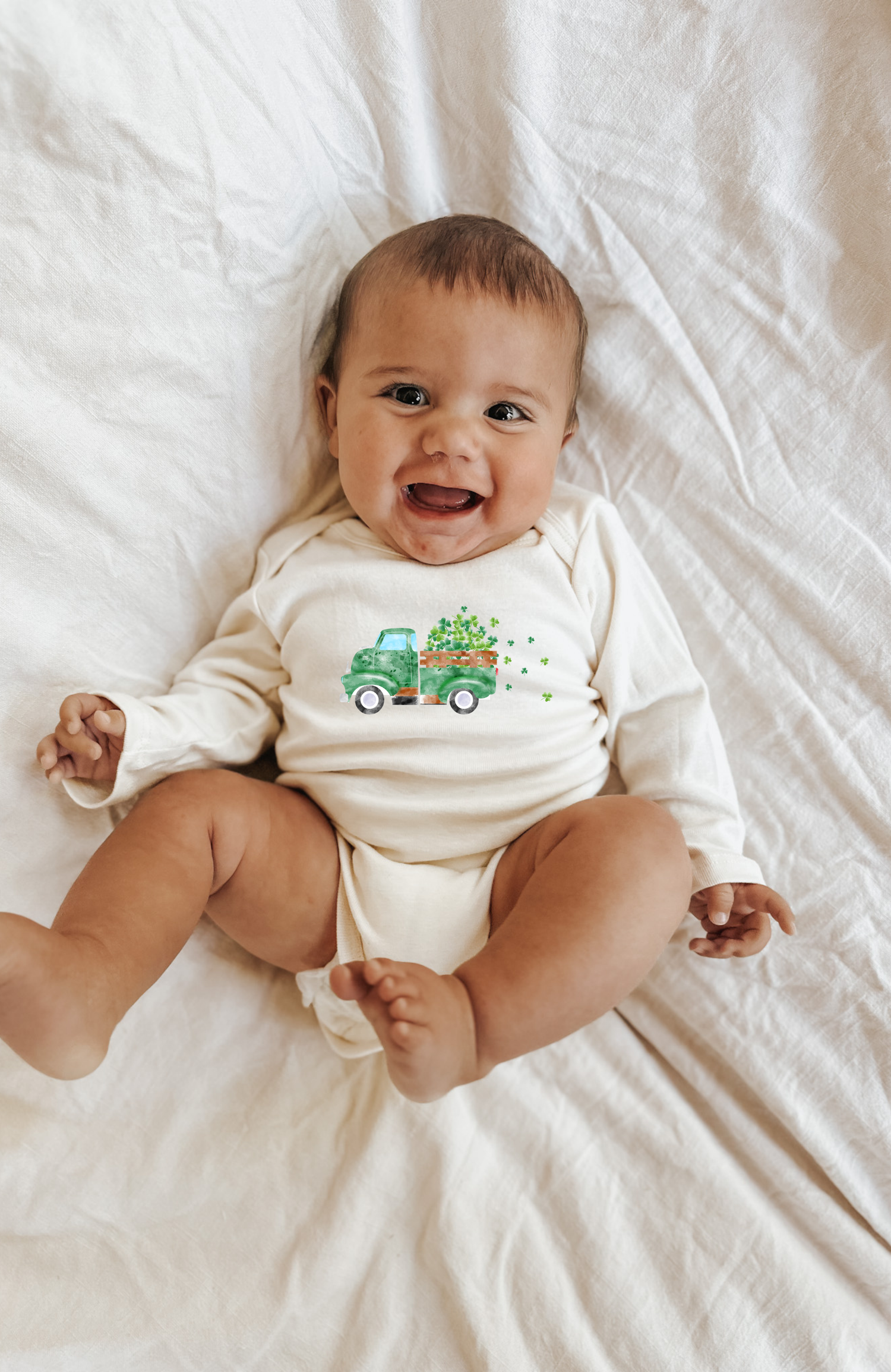 Shamrock Truck Organic Baby Bodysuit Long Sleeve