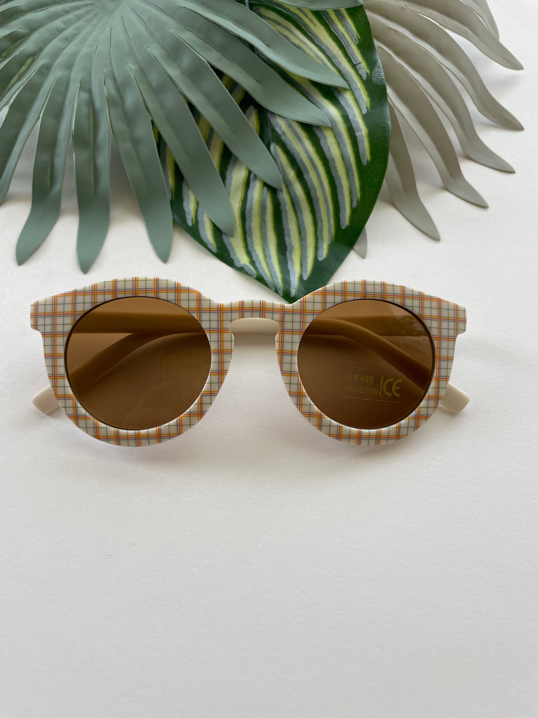 Plaid Sunglasses - Orange + Blue Plaid