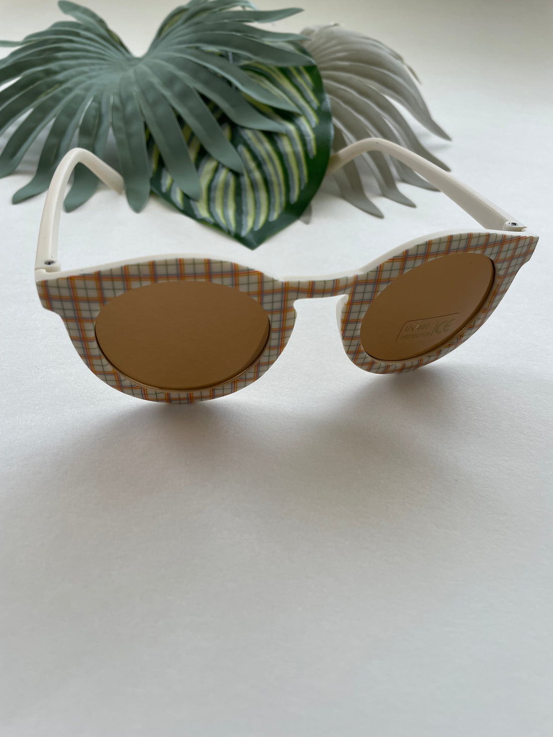 Plaid Sunglasses - Orange + Blue Plaid