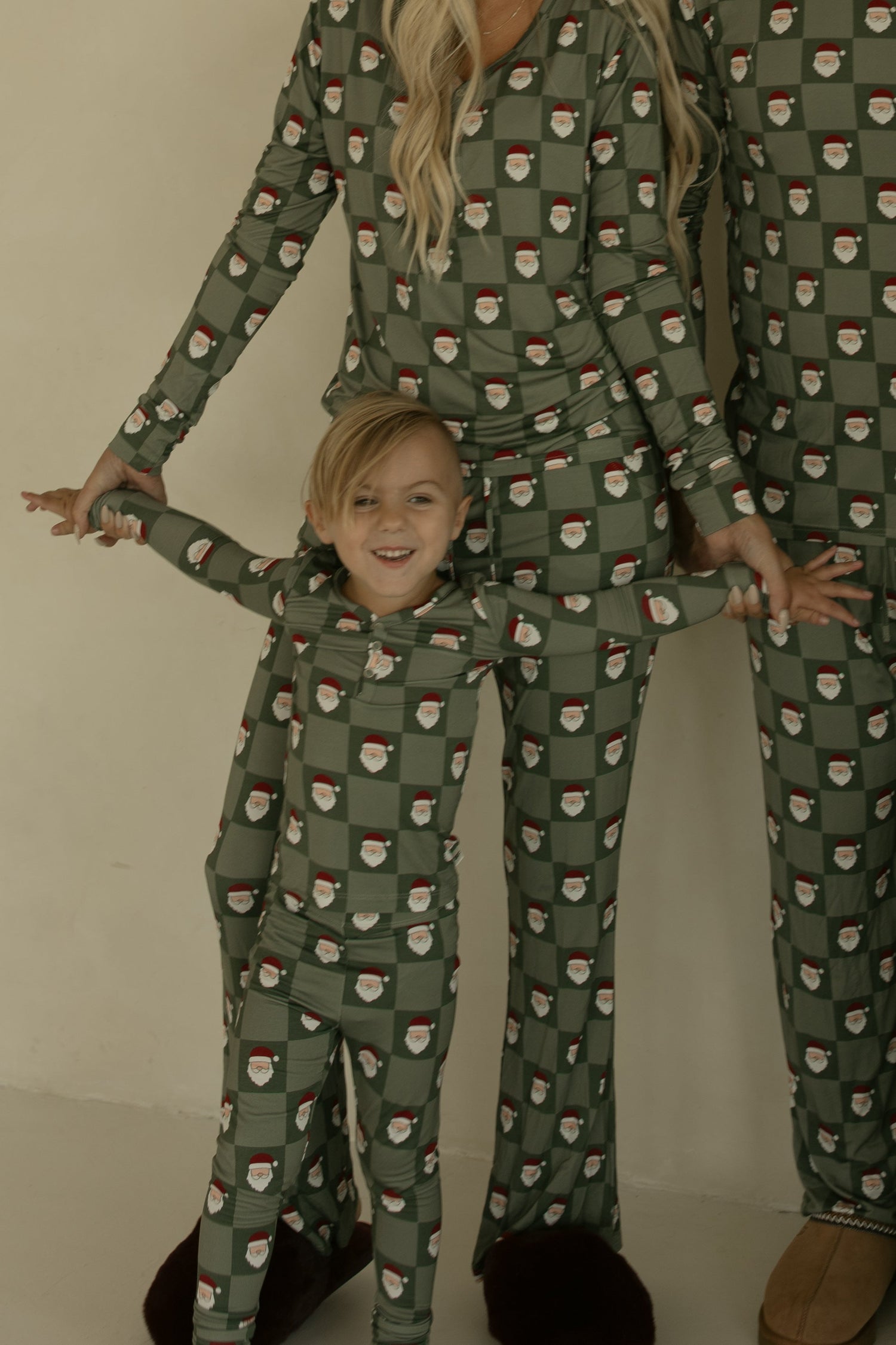 Bamboo Two Piece Pajamas | Santa Checkerboard