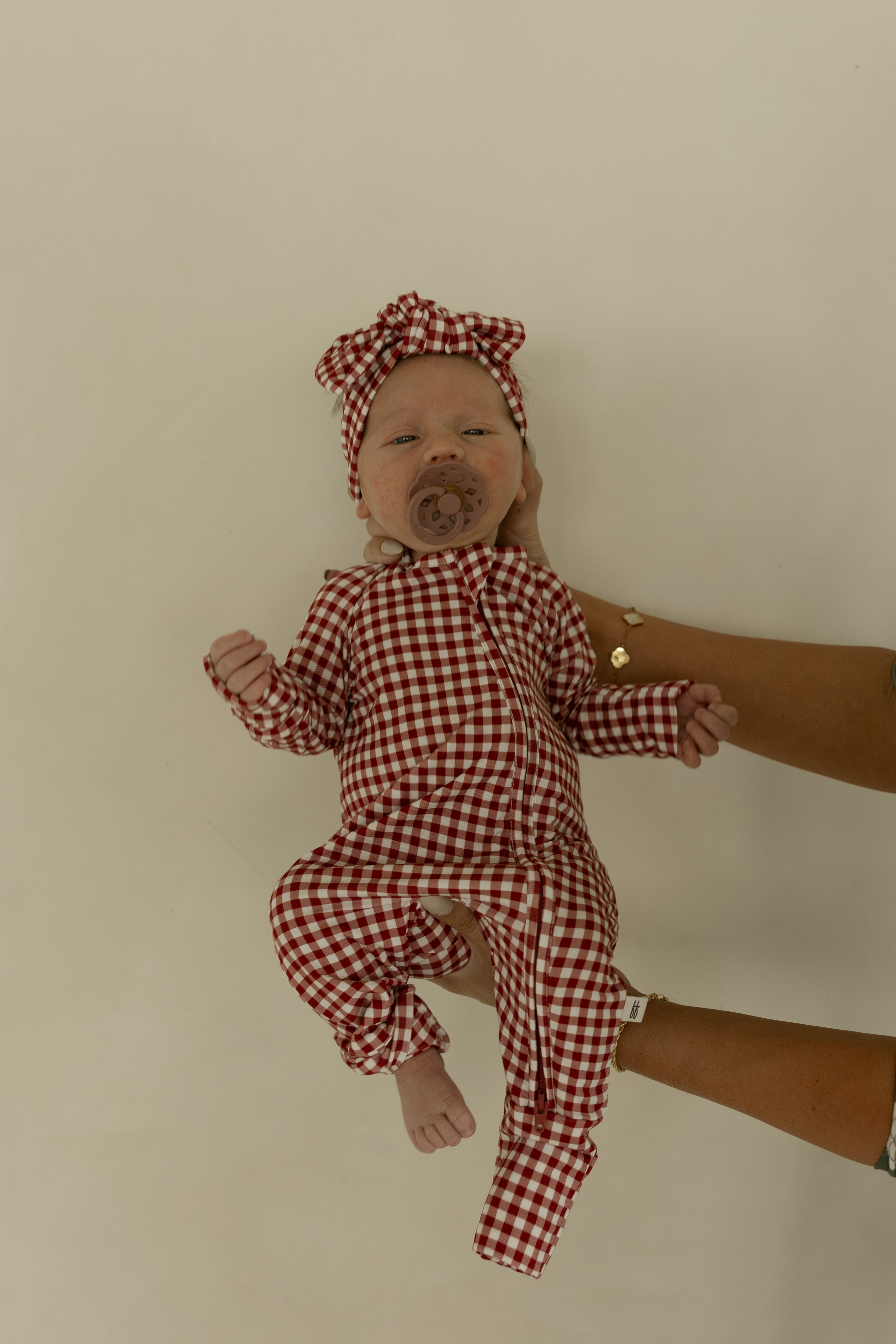 Bamboo Zip Pajamas | Red Gingham