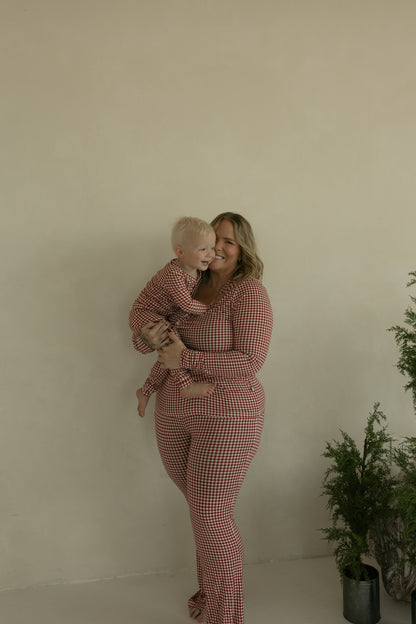 Bamboo Two Piece Pajamas | Red Gingham