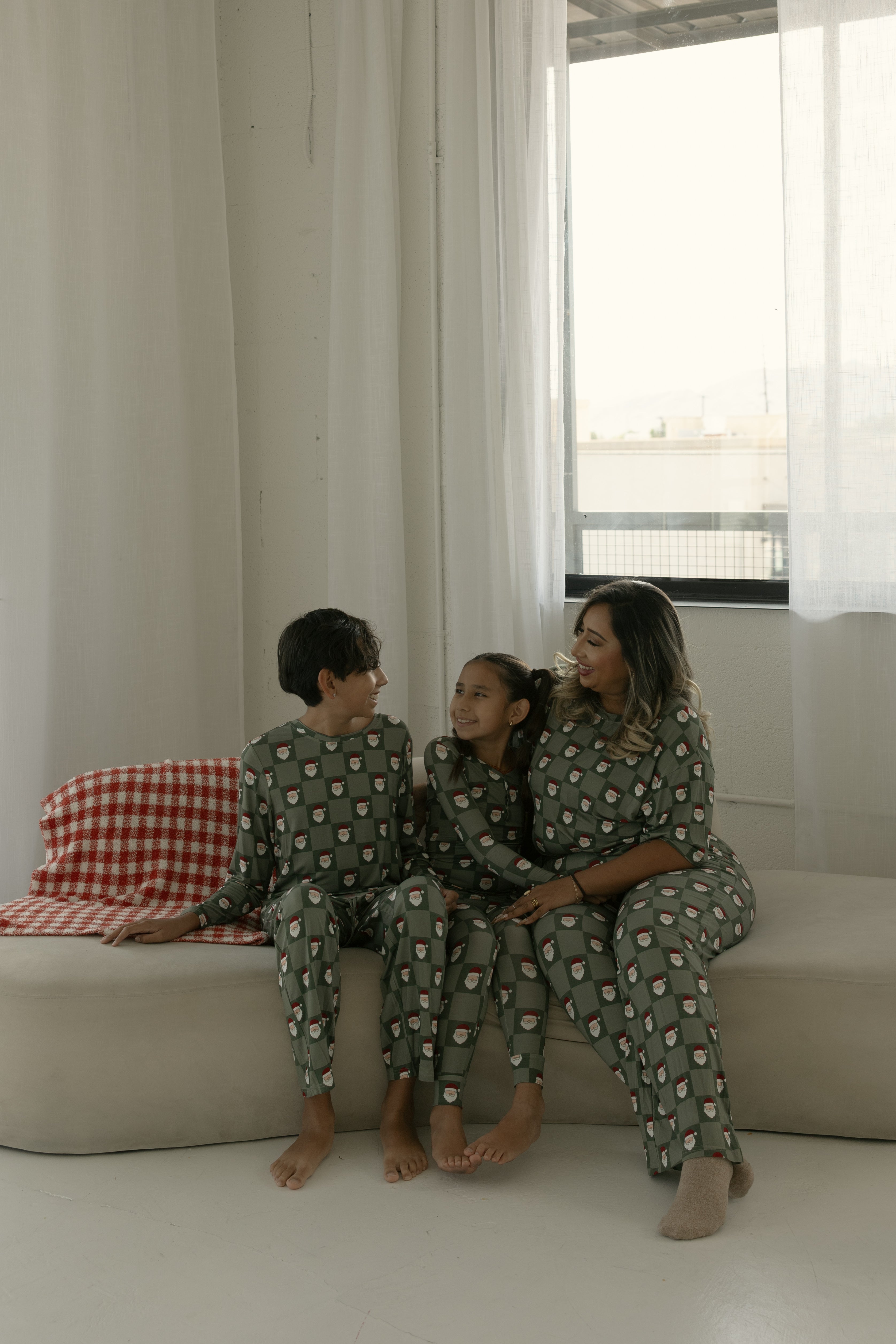 Bamboo Two Piece Pajamas | Santa Checkerboard