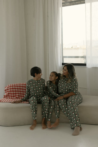 Bamboo Two Piece Pajamas | Santa Checkerboard