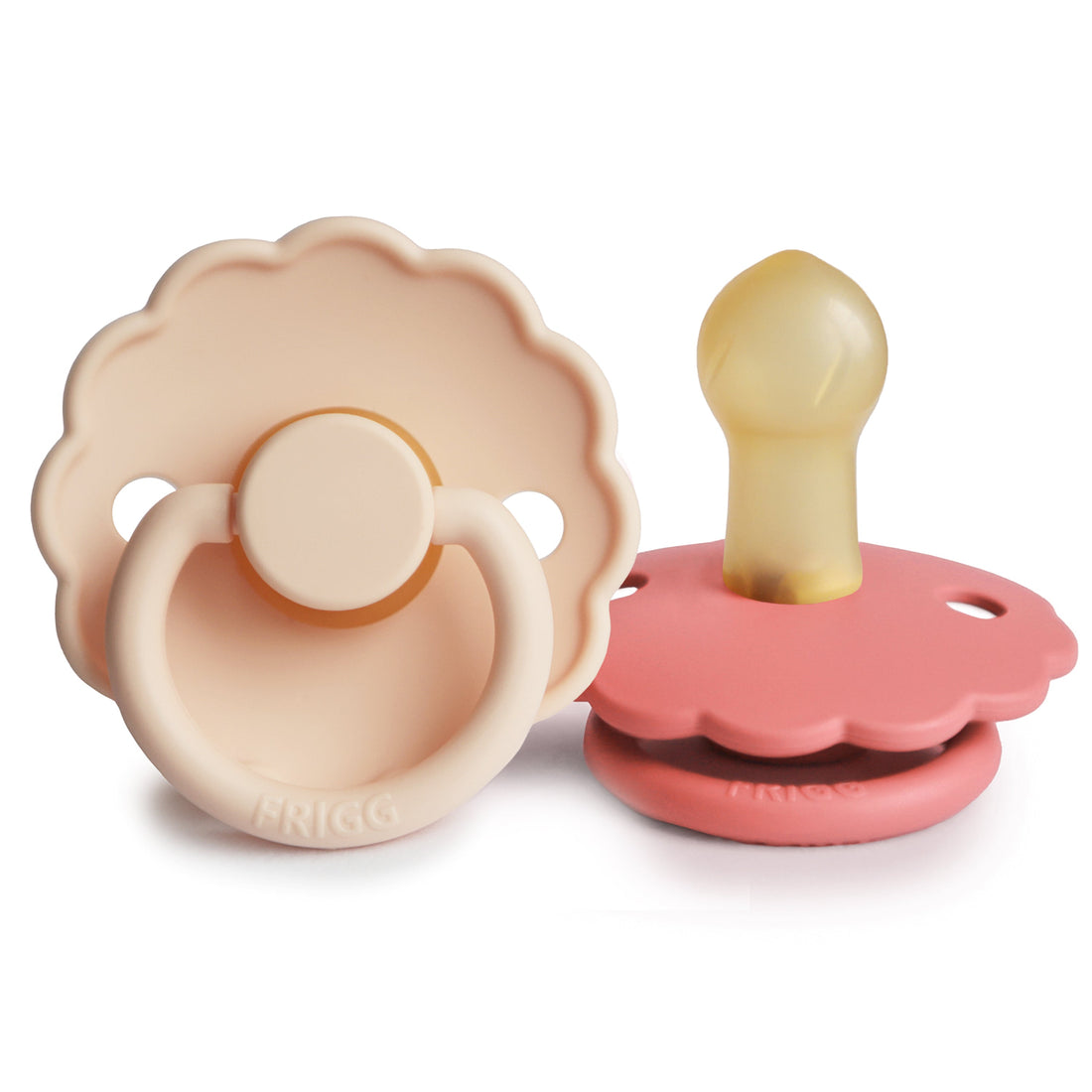 FRIGG Daisy Natural Rubber Pacifier 2 - Pack - Tenth &amp; Pine - FRIGG PACIFIERS - 0 - 6 months - Pink Cream/Poppy